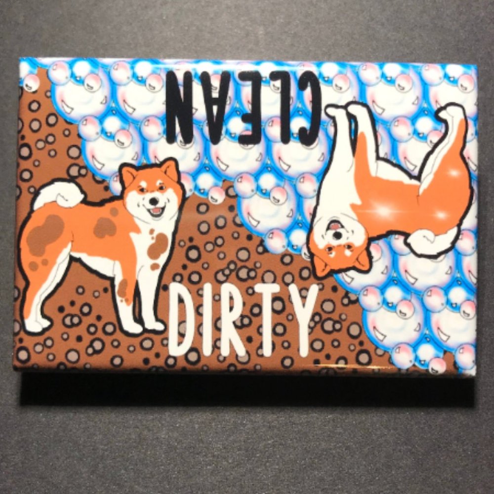 Shiba Inu Dog Dishwasher Magnet Clean Dirty Sign